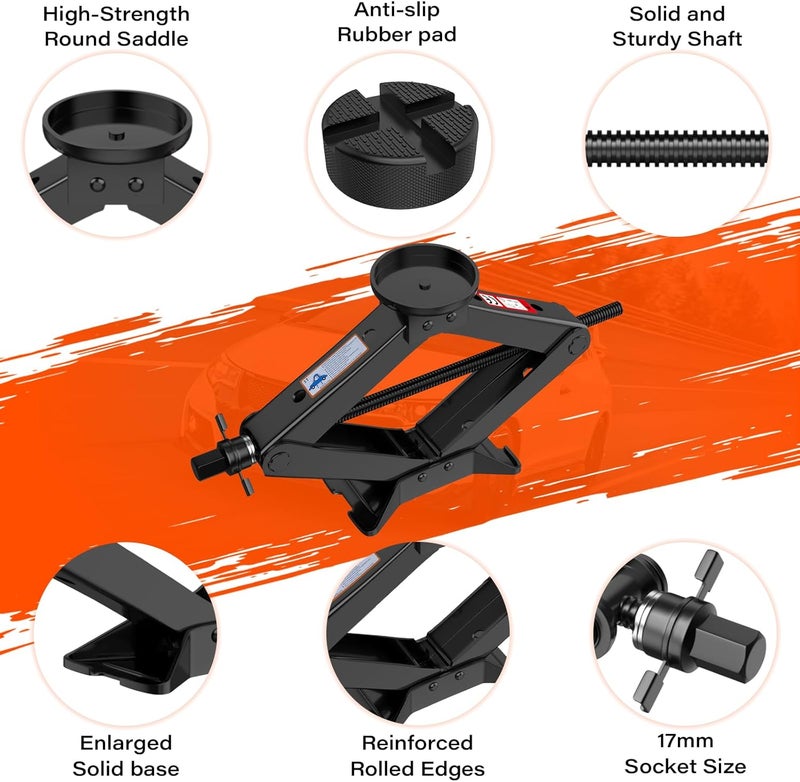IMAYCC Scissor Jack 3 Ton, 4.1"-18.3" Lifting Car Jack, Heavy Duty Car Jack Kit, Portable Tire Changing kit with Lug Wrench, Tire Jack Tool for Car SUV MPV - Image 4